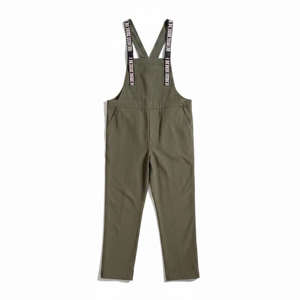 KAVU Women’s XL San Blas Cropped Overalls Leaf Green Quick Dry Relaxed Fit